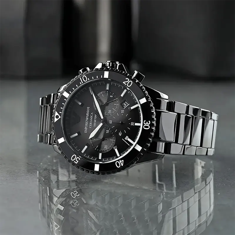 Emporio Armani World Explorer Black Dial Men's Watch- AR70010